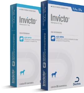 Invicto 11,4 mg - Indicado para o controle de infestação de pulgas em cães e gatos com até 11,4 kg de peso.